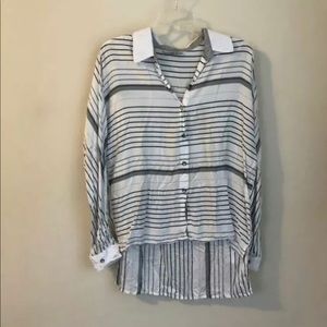 Waverly Grey Womens Silk Striped Top Size 10
